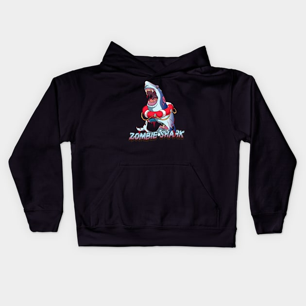 Zombie Shark Kids Hoodie by Trendy Black Sheep